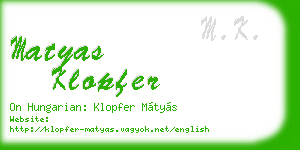 matyas klopfer business card