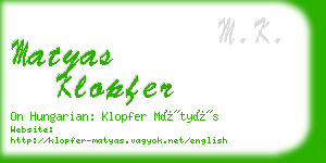 matyas klopfer business card